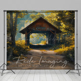 Lofaris Summer Covered Bridge Forest Scene Photo Backdrop