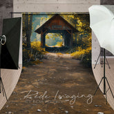 Lofaris Summer Covered Bridge Forest Scene Sweep Backdrop