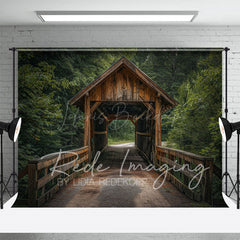 Lofaris Summer Covered Bridge Green Forest Photo Backdrop