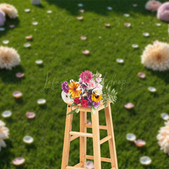 Lofaris Summer Dahlia Petal Green Grass Wedding Backdrop