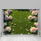 Lofaris Summer Dahlia Petal Green Grass Wedding Backdrop