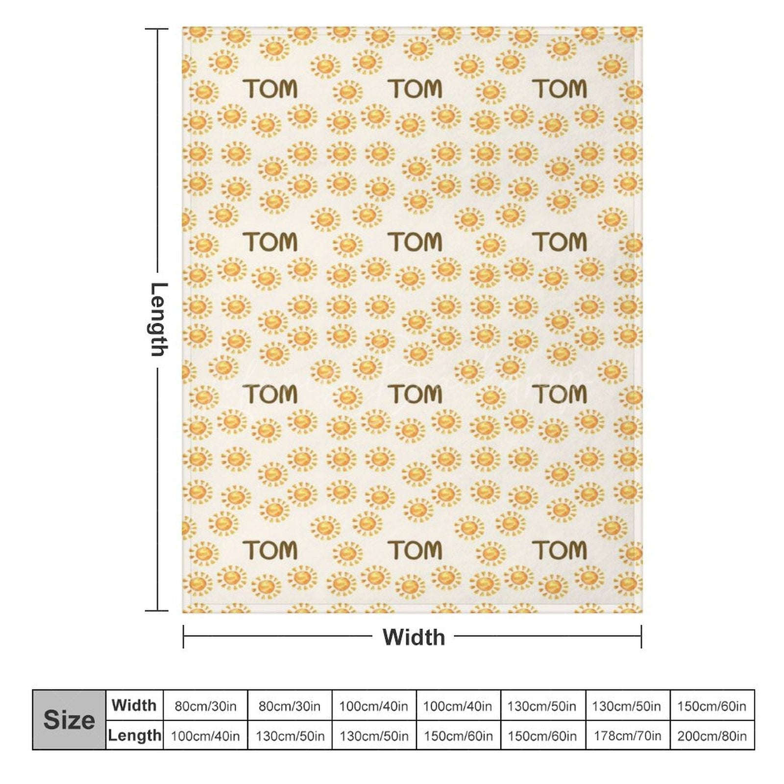 Lofaris Summer Dense Yellow Sun White Custom Name Blanket