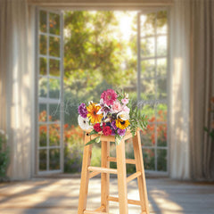Lofaris Summer Flower Landscape Sunlight Window Photo Backdrop