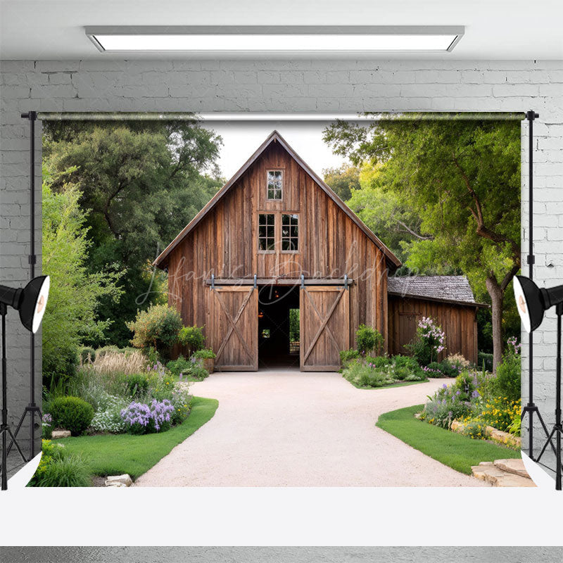 Lofaris Summer Forest Trees Wooden Cabin Photography Backdrop