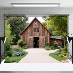 Lofaris Summer Forest Trees Wooden Cabin Photography Backdrop