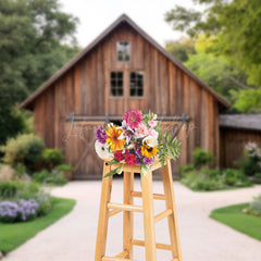 Lofaris Summer Forest Trees Wooden Cabin Photography Backdrop
