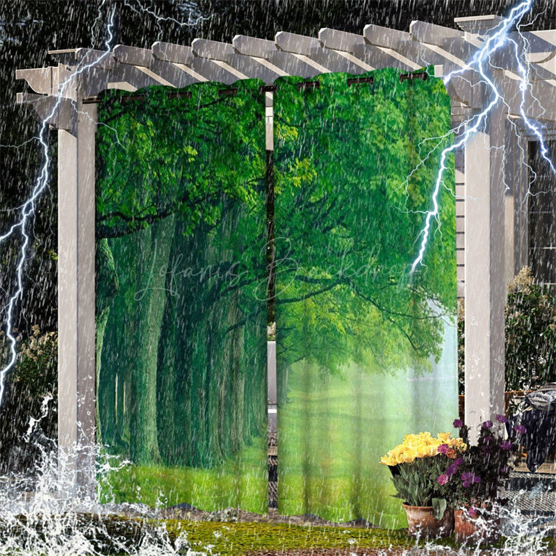 Lofaris Summer Forest Waterproof Printed Outdoor Curtains For Porch