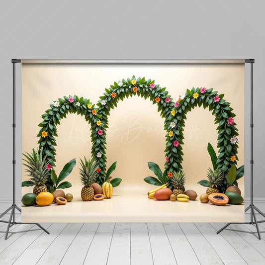 Lofaris Summer Fruit Arches Hawaii Cartoon Holiday Backdrop