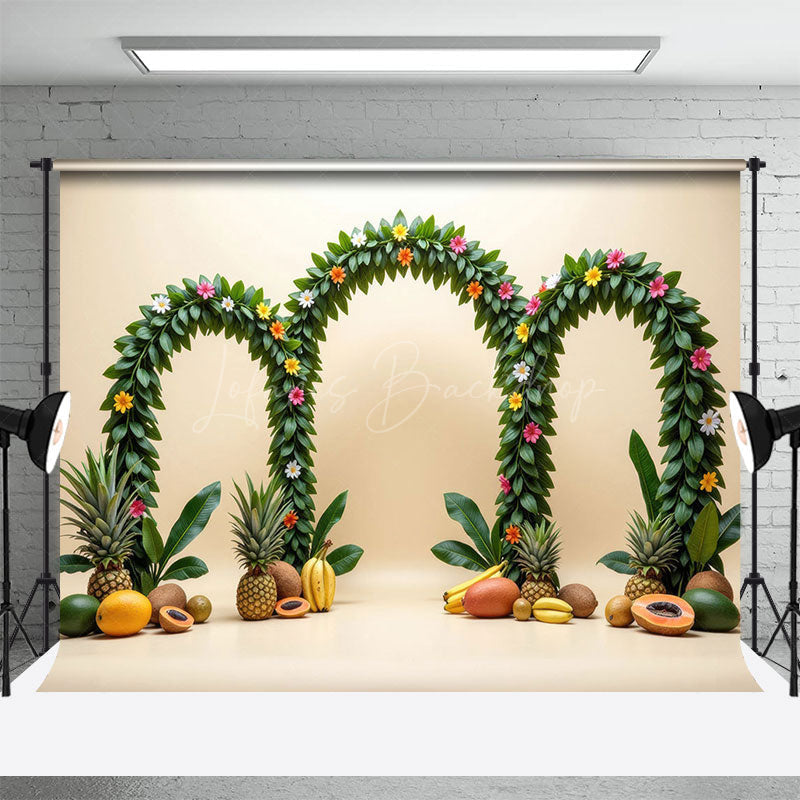 Lofaris Summer Fruit Arches Hawaii Cartoon Holiday Backdrop