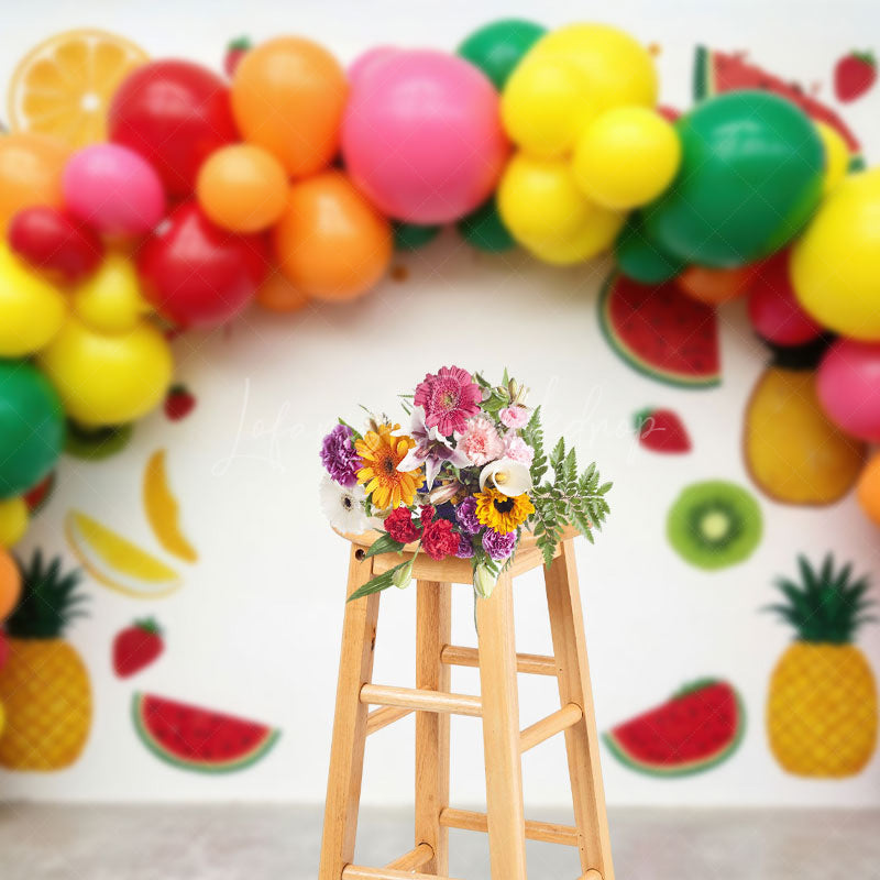 Lofaris Summer Fruit Birthday Cake Smash Photography Backdrop