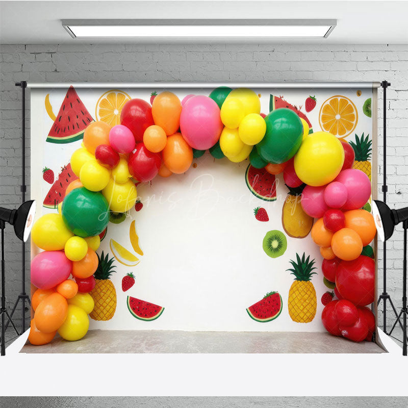 Lofaris Summer Fruit Birthday Cake Smash Photography Backdrop