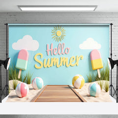 Lofaris Summer Fun Balls Ice Cream Beach Holiday Backdrop