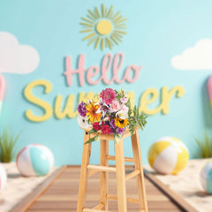Lofaris Summer Fun Balls Ice Cream Beach Holiday Backdrop