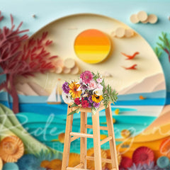Lofaris Summer Fun Sandy Beach Cake Smash Photo Backdrop