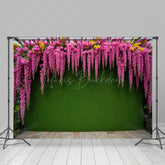Lofaris Summer Fuschia Greenery Wall Photography Backdrop