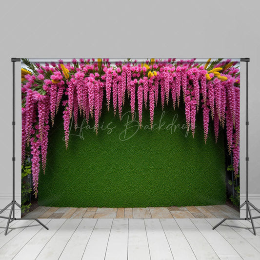 Lofaris Summer Fuschia Greenery Wall Photography Backdrop