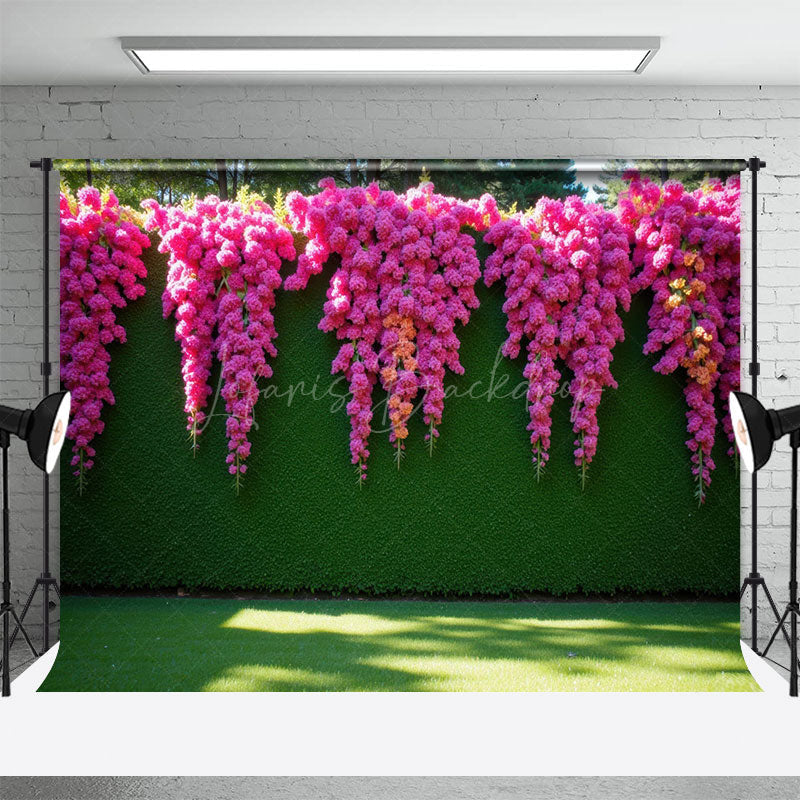 Lofaris Summer Fuschia Greenery Wall Wedding Photo Backdrop
