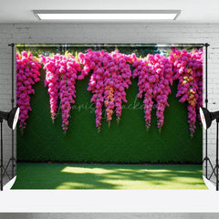 Lofaris Summer Fuschia Greenery Wall Wedding Photo Backdrop