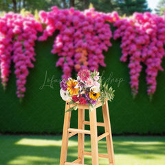 Lofaris Summer Fuschia Greenery Wall Wedding Photo Backdrop