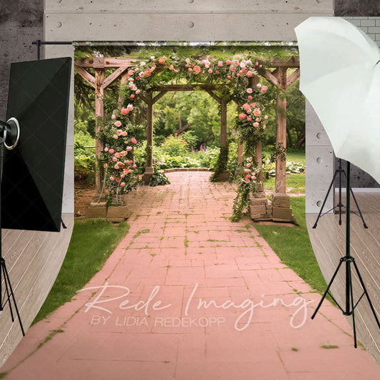 Lofaris Summer Garden Floral Arch Pavilion Sweep Backdrop