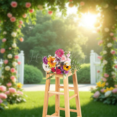 Lofaris Summer Glow Greenery Rose Manor Gate Wedding Backdrop