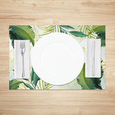 Lofaris Summer Green Leaf Placemats Set of 4 Tropical Botanical Plant Print for Everyday Kitchen Dining Decor
