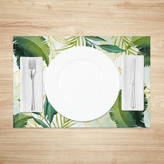 Lofaris Summer Green Leaf Placemats Set of 4 Tropical Botanical Plant Print for Everyday Kitchen Dining Decor
