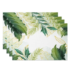 Lofaris Summer Green Leaf Placemats Set of 4 Tropical Botanical Plant Print for Everyday Kitchen Dining Decor