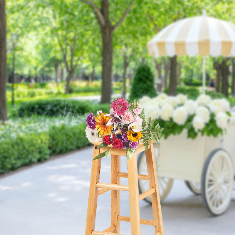 Lofaris Summer Green Park Bouquet Trolley Photography Backdrop