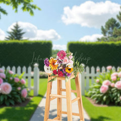 Lofaris Summer Greenery Garden Pink Flowers Wedding Backdrop