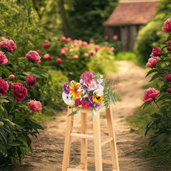 Lofaris Summer Greenery Rose Rustic Dirt Path Photo Backdrop