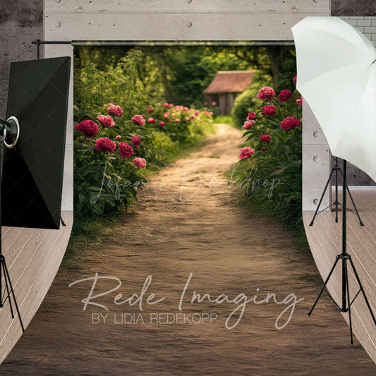 Lofaris Summer Greenery Rose Rustic Dirt Path Sweep Backdrop