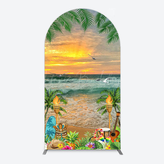 Lofaris Summer Hawaii Sunset Beach Carnival Arch Backdrop