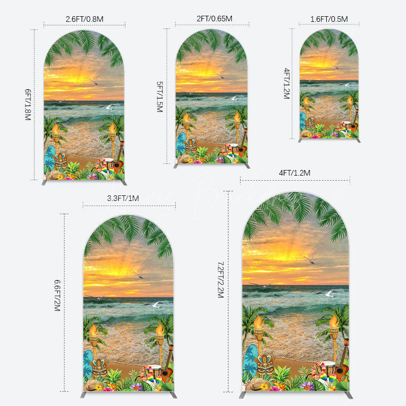 Lofaris Summer Hawaii Sunset Beach Carnival Arch Backdrop