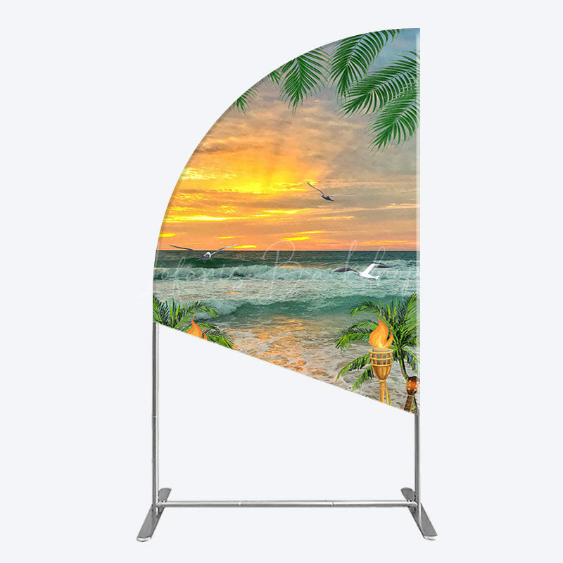 Lofaris Summer Hawaii Sunset Beach Carnival Half Moon Arch Backdrop