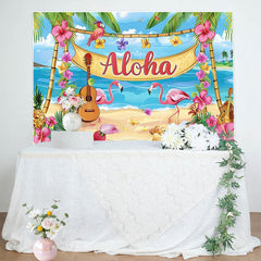 Lofaris Summer Hawaiian Flamingo Beach Birthday Backdrop