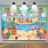Lofaris Summer Hawaiian Flamingo Beach Birthday Backdrop