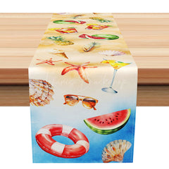 Lofaris Summer Holiday Table Runner with Watermelon and Starfish for Coastal Beach House Kitchen Decor