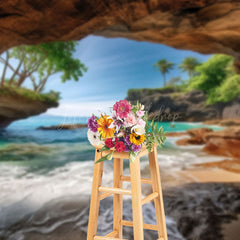 Lofaris Summer Island Cave Vibe Beach Photography Backdrop