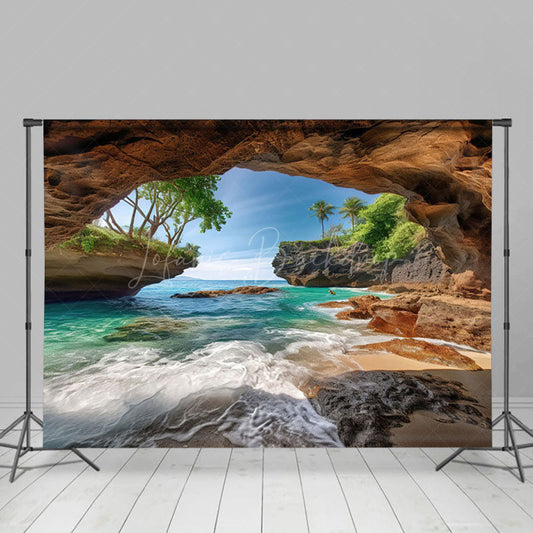 Lofaris Summer Island Cave Vibe Beach Photography Backdrop