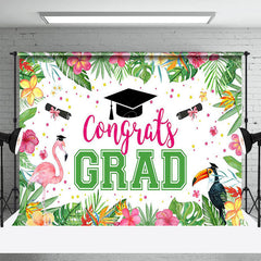 Lofaris Summer Monstera Flamingo Cap Congrats Grad Backdrop