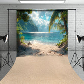 Lofaris Summer Nature Beach Palm Trees Sweep Photo Backdrop