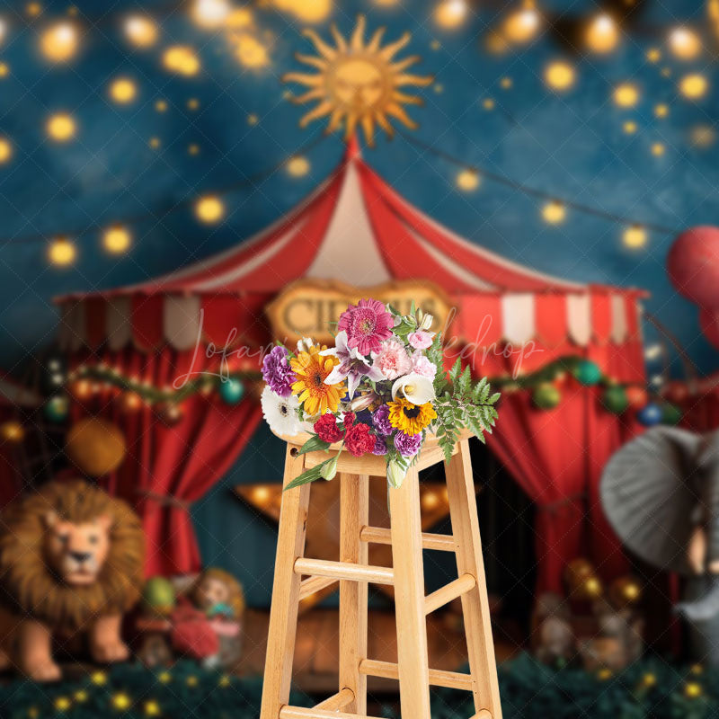 Lofaris Summer Night Starry Sky Circus Cake Smash Backdrop