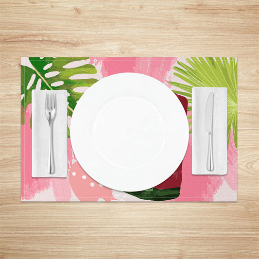 Lofaris Summer Painted Melon Monstera Set of 4 Placemats