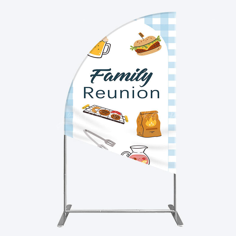 Lofaris Summer Picnic Barbecue Family Reunion Half Moon Arch Backdrop