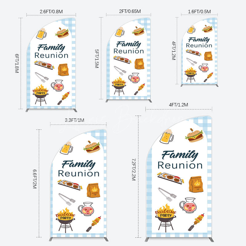 Lofaris Summer Picnic Barbecue Family Reunion Half Moon Arch Backdrop