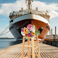 Lofaris Summer Pier Ship Wooden Plank Road Photo Backdrop