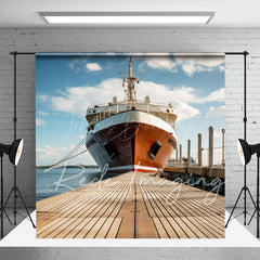 Lofaris Summer Pier Ship Wooden Plank Road Photo Backdrop