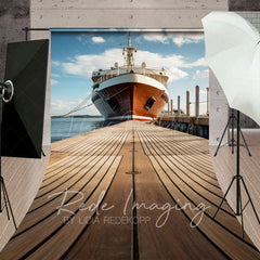 Lofaris Summer Pier Ship Wooden Plank Road Sweep Backdrop