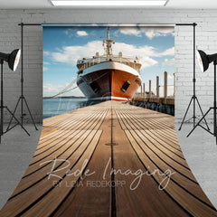 Lofaris Summer Pier Ship Wooden Plank Road Sweep Backdrop